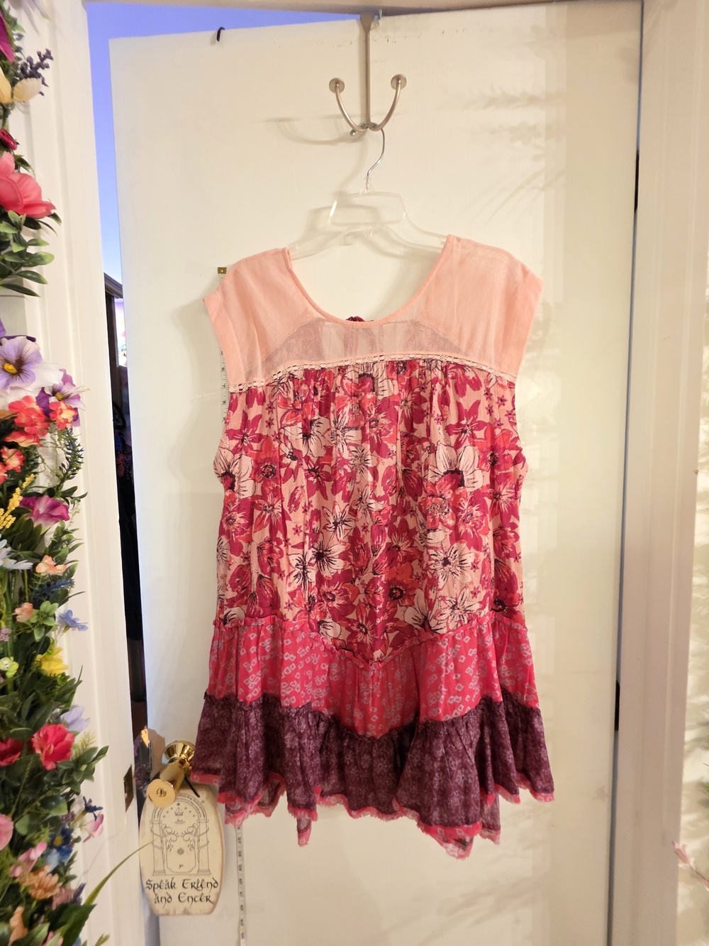 Free People Pink Patchwork Floral Tunic Top
